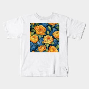 Van Gogh Roses Pattern 4 Kids T-Shirt